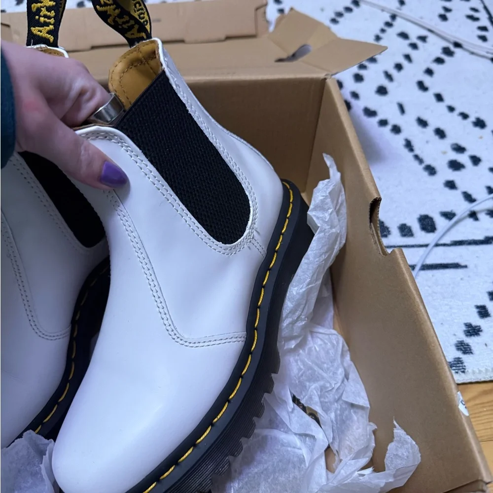 Dr. Martens White and Black Chelsea Boots - Picture 3 of 7